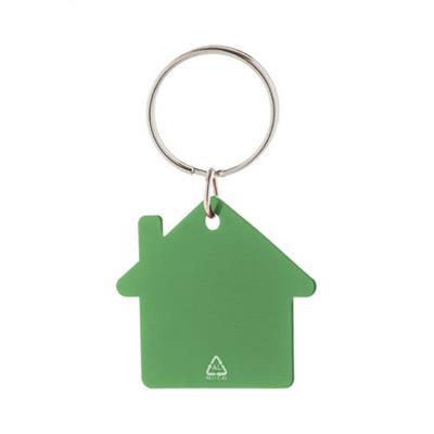Porte-clés en aluminium recyclé forme maison Piero Vert