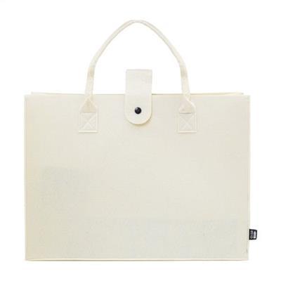 Sac shopping élégant en RPET avec soufflet Seramon Naturel