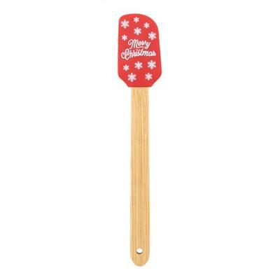 Spatule en silicone et bambou motif Noël Helianne Rouge
