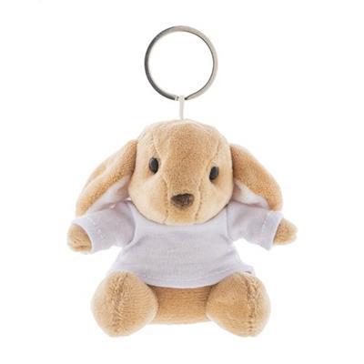 Porte-clés lapin en peluche avec T-shirt Lambino Marron