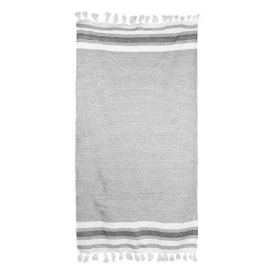 OBG PUB - Serviette de plage paréo à rayures bicolores Lavia Gris Serviette de plage paréo à rayures bicolores Lavia Gris