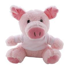 Cochon en peluche en RPET avec T-shirt Poulas