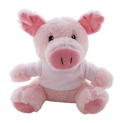 Cochon en peluche en RPET avec T-shirt Poulas