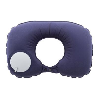 OBG PUB - Oreiller de voyage en RPET avec pompe Larrio Bleu marine Oreiller de voyage en RPET avec pompe Larrio Bleu marine