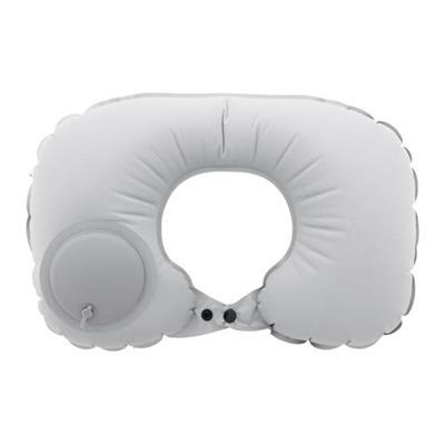 OBG PUB - Oreiller de voyage en RPET avec pompe Larrio Gris Oreiller de voyage en RPET avec pompe Larrio Gris