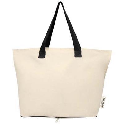 Sac shopping pliable en coton recyclé Grenoble Noir