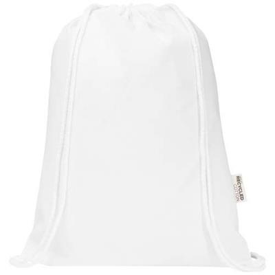 Sac avec cordon en coton recyclé robuste Certian Blanc