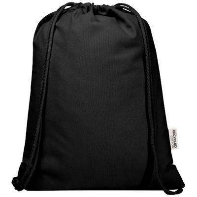 Sac avec cordon en coton recyclé robuste Certian Noir