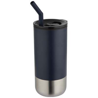 Gobelet isotherme 480 ml avec paille Narilio Bleu marine