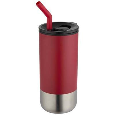 Gobelet isotherme 480 ml avec paille Narilio Rouge