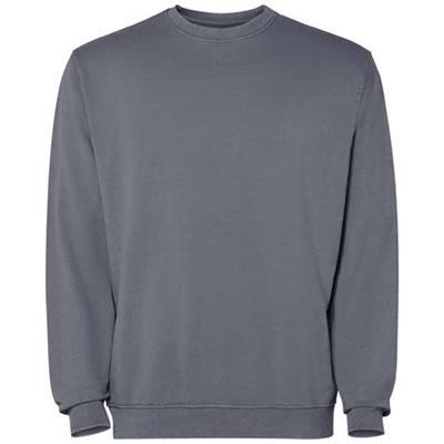 Pull ras du cou unisexe délavée en coton Agiera Gris anthracite