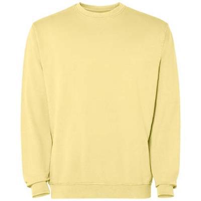 Pull ras du cou unisexe délavée en coton Agiera Jaune
