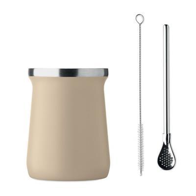 Tasse à thé Yerba double paroi en acier Ferox Beige
