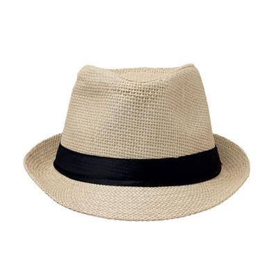 Chapeau de paille avec bande en polyester Frain Beige