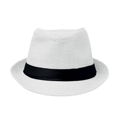 Chapeau de paille avec bande en polyester Frain Blanc