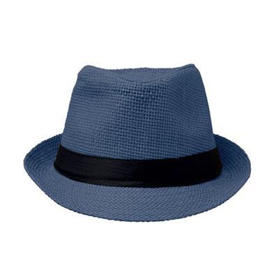 Chapeau de paille avec bande en polyester Frain Bleu