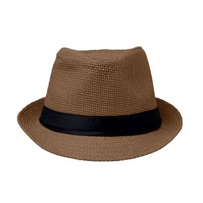 Chapeau de paille avec bande en polyester Frain Marron