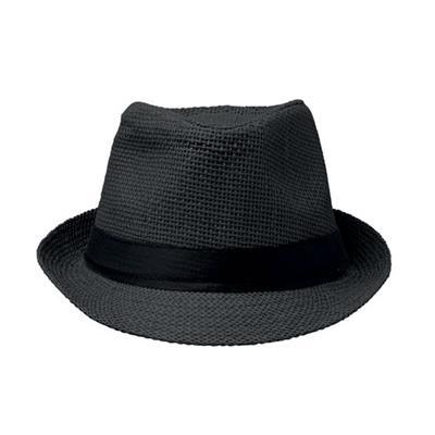 Chapeau de paille avec bande en polyester Frain Noir