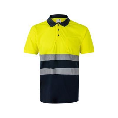 Polo à manches courtes en polyester résistant Bird Jaune / Bleu marine