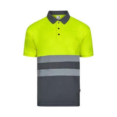 Polo à manches courtes en polyester résistant Bird Jaune / Gris