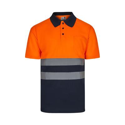 Polo à manches courtes en polyester résistant Bird Orange / Bleu marine