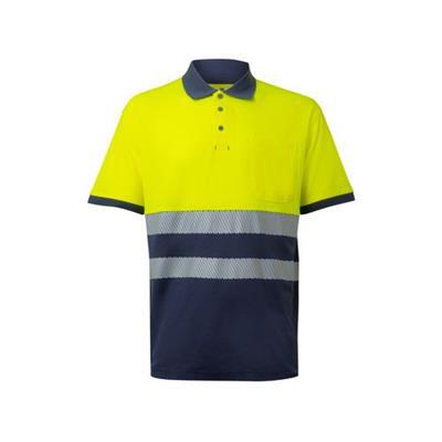 Polo à manches courtes en coton et polyester Grive Jaune / Bleu marine