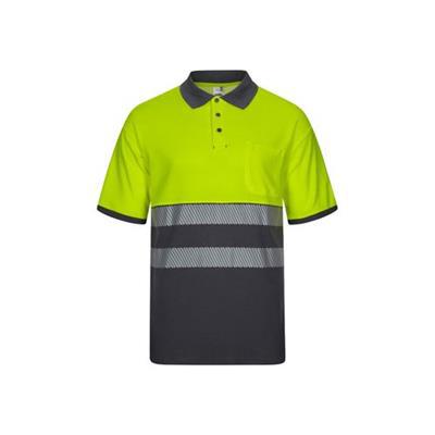 Polo à manches courtes en coton et polyester Grive Jaune / Gris