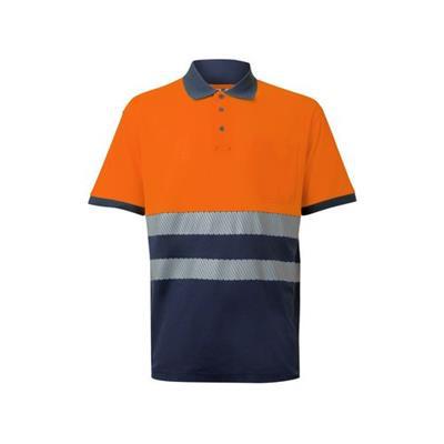 Polo à manches courtes en coton et polyester Grive Orange / Bleu marine