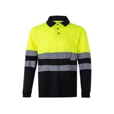 OBG.PUB - Polo bicolore à manches longues en polyester Grows Jaune / Noir Polo bicolore à manches longues en polyester Grows Jaune / Noir