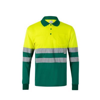 OBG.PUB - Polo bicolore à manches longues en polyester Grows Jaune / Vert Polo bicolore à manches longues en polyester Grows Jaune / Vert