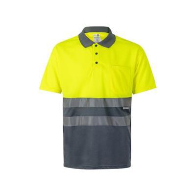 Polo bicolore à manches courtes en polyester Bilos Jaune / Gris