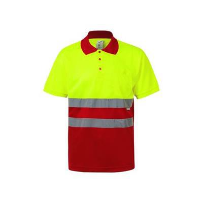 Polo bicolore à manches courtes en polyester Bilos Jaune / Rouge