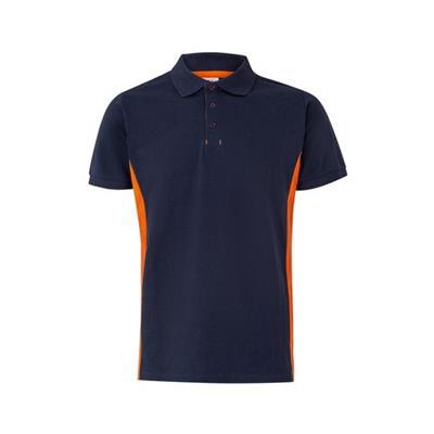 Polo piqué avec manches courtes en Polycoton Ingia Bleu marine / Orange