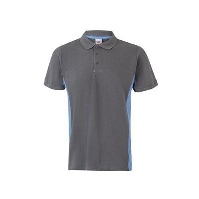 Polo piqué avec manches courtes en Polycoton Ingia Gris / Bleu ciel