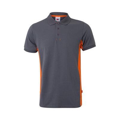 Polo piqué avec manches courtes en Polycoton Ingia Gris / Orange