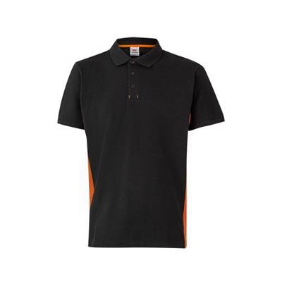 Polo piqué avec manches courtes en Polycoton Ingia Noir / Orange