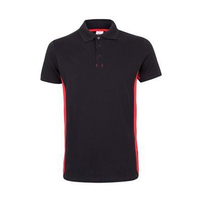 Polo piqué avec manches courtes en Polycoton Ingia Noir / Rouge