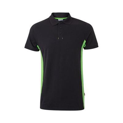Polo piqué avec manches courtes en Polycoton Ingia Noir / Vert