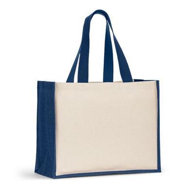 Sac en toile avec fond et côtés en jute laminé Roy Bleu