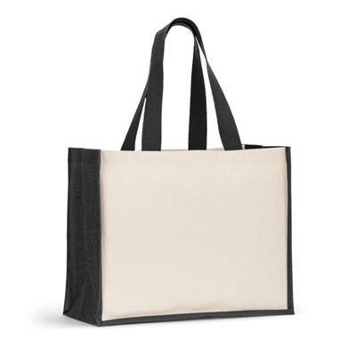 Sac en toile avec fond et côtés en jute laminé Roy Noir