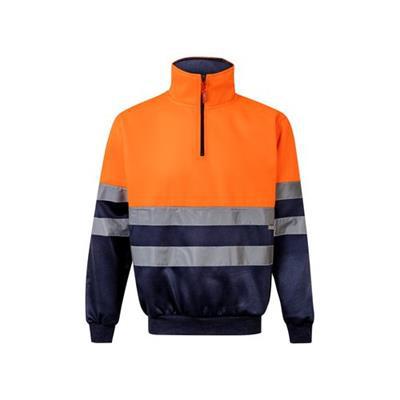 OBG.PUB - Sweatshirt bicolore en polyester éponge Pariola Orange / Bleu marine Sweatshirt bicolore en polyester éponge Pariola Orange / Bleu marine