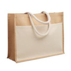 Sac shopping en jute laminé et toile de coton Grab