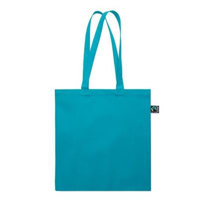 Sac shopping en coton avec soufflet Nekita Turquoise