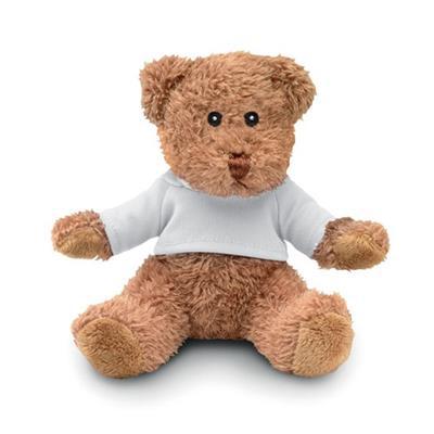 Ourson en peluche polyester avec T-Shirt Bravio Blanc