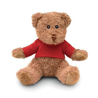 Ourson en peluche polyester avec T-Shirt Bravio Rouge
