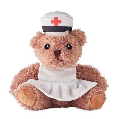 Ours en peluche infirmière en polyester Nelvie Blanc