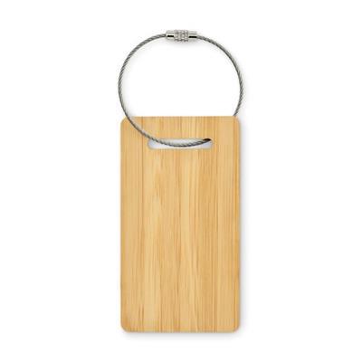 Étiquette pour bagage en bambou et acier Martial Bois