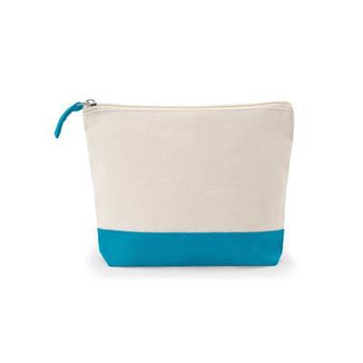 Trousse cosmétiques 100% Coton Bicolore Velmé Bleu ciel