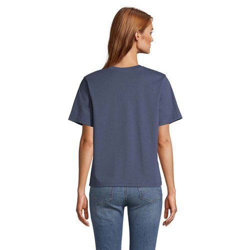 OBG.PUB - Tee-Shirt Femme Publicitaire en Coton Bio Velya Bleu denim Tee-Shirt Femme Publicitaire en Coton Bio Velya Bleu denim