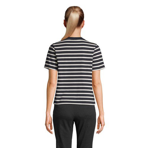 OBG.PUB - Tee-Shirt Femme Publicitaire en Coton Bio Velya Bleu marine / Blanc cassé Tee-Shirt Femme Publicitaire en Coton Bio Velya Bleu marine / Blanc cassé